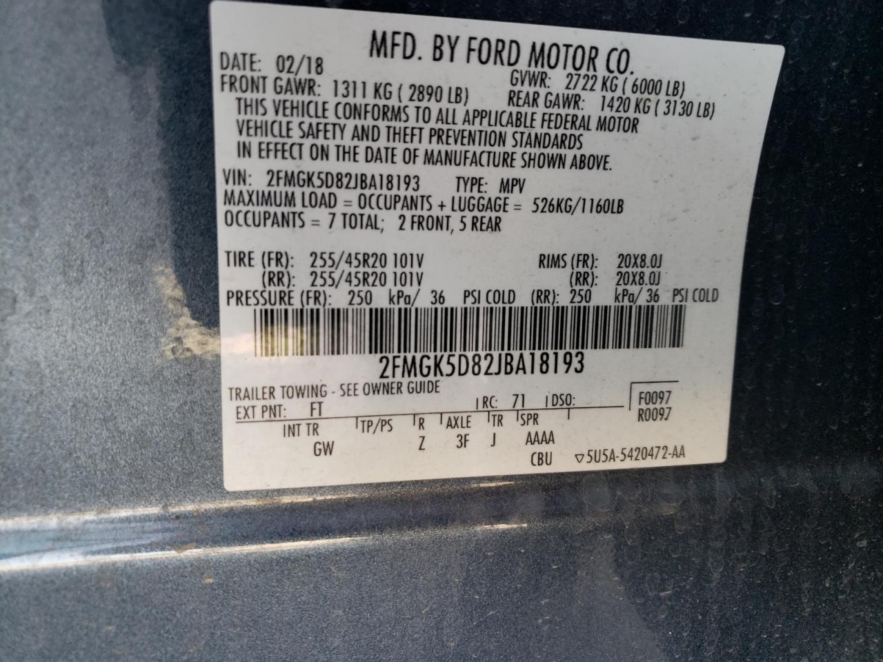 Photo 12 VIN: 2FMGK5D82JBA18193 - FORD FLEX 