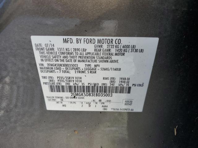 Photo 9 VIN: 2FMGK5D83EBD35003 - FORD FLEX LIMIT 