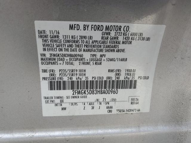 Photo 13 VIN: 2FMGK5D83HBA00960 - FORD FLEX 