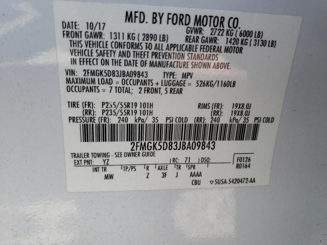 Photo 13 VIN: 2FMGK5D83JBA09843 - FORD FLEX LIMIT 