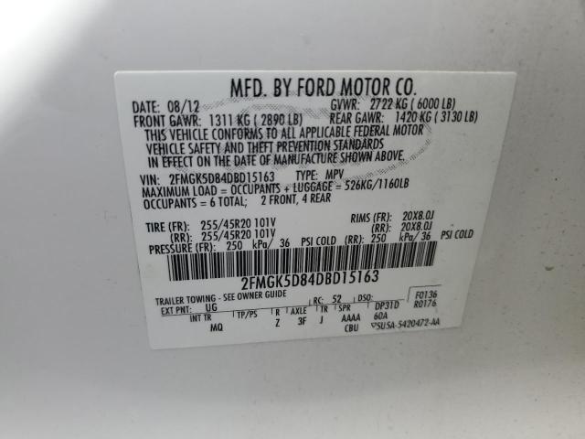 Photo 12 VIN: 2FMGK5D84DBD15163 - FORD FLEX 