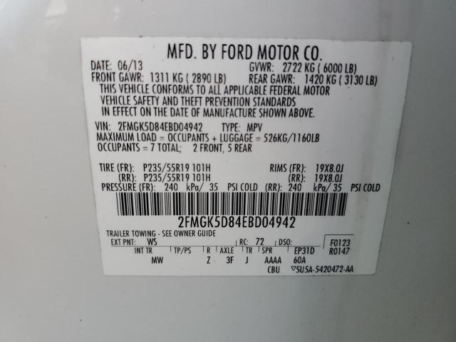 Photo 13 VIN: 2FMGK5D84EBD04942 - FORD FLEX LIMIT 