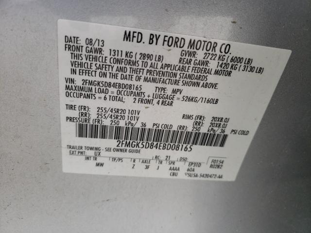 Photo 9 VIN: 2FMGK5D84EBD08165 - FORD FLEX LIMIT 