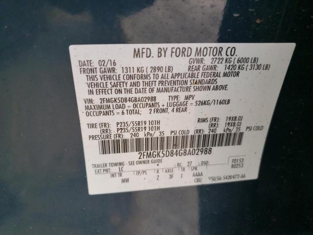 Photo 12 VIN: 2FMGK5D84GBA02988 - FORD FLEX LIMIT 