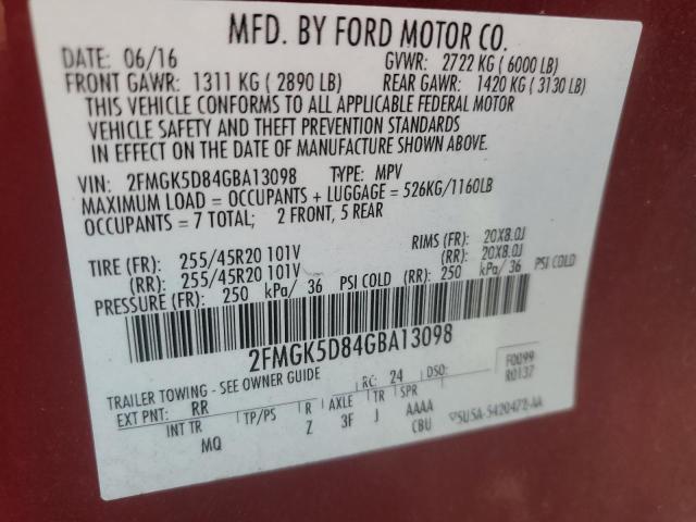 Photo 13 VIN: 2FMGK5D84GBA13098 - FORD FLEX 