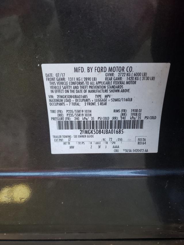 Photo 9 VIN: 2FMGK5D84JBA01685 - FORD FLEX LIMIT 