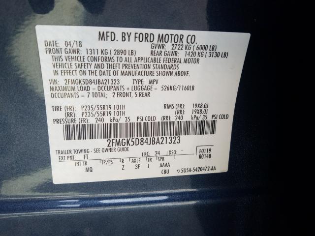 Photo 9 VIN: 2FMGK5D84JBA21323 - FORD FLEX LIMIT 