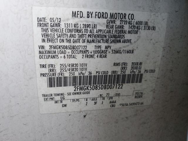 Photo 13 VIN: 2FMGK5D85DBD07122 - FORD FLEX LIMIT 