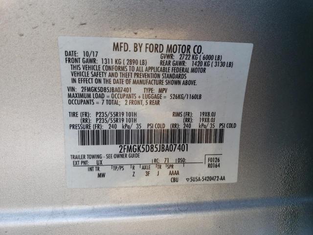 Photo 11 VIN: 2FMGK5D85JBA07401 - FORD FLEX 