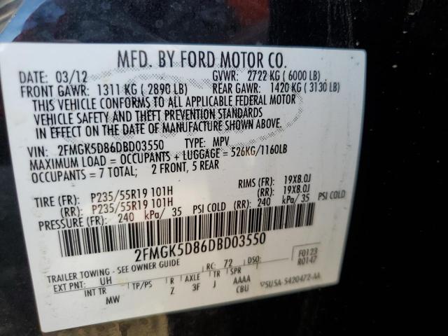 Photo 9 VIN: 2FMGK5D86DBD03550 - FORD FLEX LIMIT 