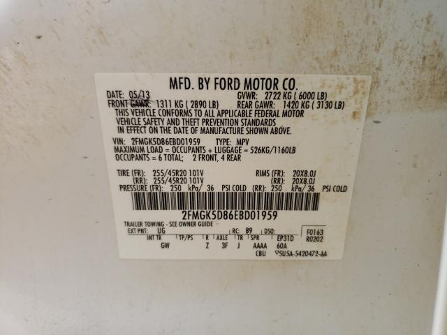 Photo 9 VIN: 2FMGK5D86EBD01959 - FORD FLEX LIMIT 