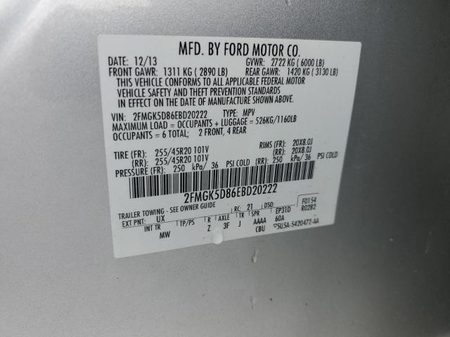 Photo 12 VIN: 2FMGK5D86EBD20222 - FORD FLEX LIMIT 