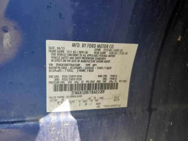 Photo 11 VIN: 2FMGK5D87FBA05589 - FORD FLEX 