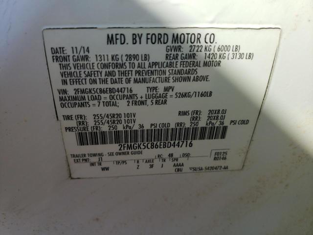 Photo 9 VIN: 2FMGK5D87JBA07321 - FORD FLEX LIMIT 