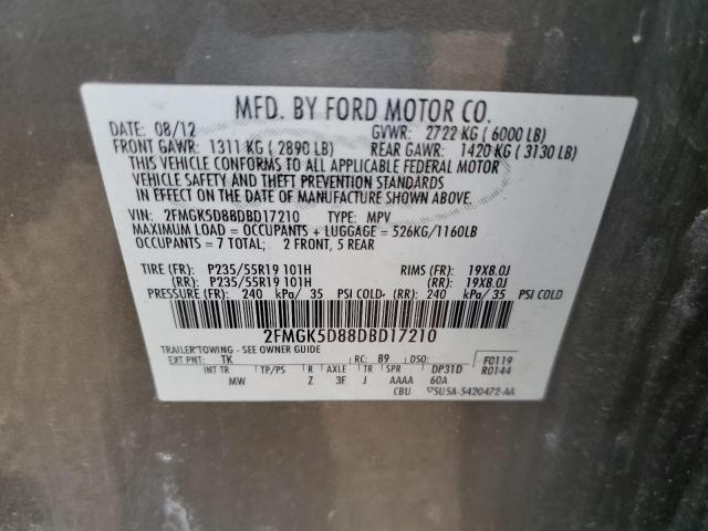 Photo 12 VIN: 2FMGK5D88DBD17210 - FORD FLEX 