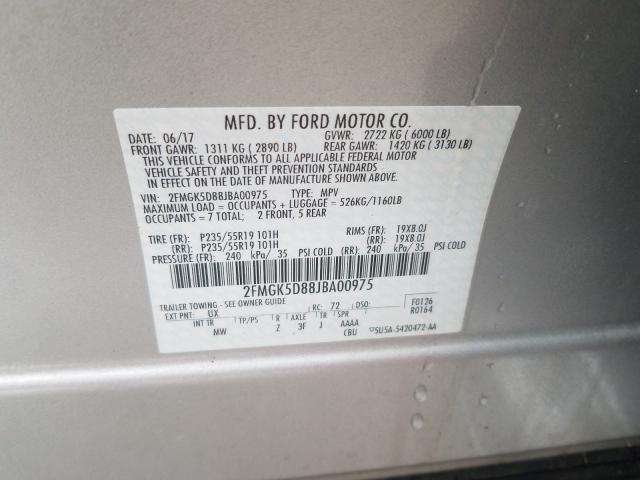 Photo 9 VIN: 2FMGK5D88JBA00975 - FORD FLEX 