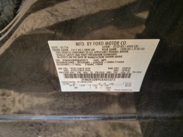 Photo 9 VIN: 2FMGK5D89GBA01075 - FORD FLEX LIMIT 