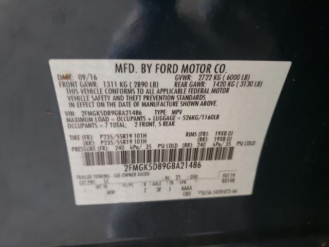 Photo 9 VIN: 2FMGK5D89GBA21486 - FORD FLEX 