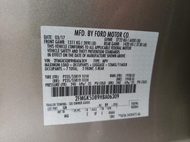 Photo 9 VIN: 2FMGK5D89HBA06309 - FORD FLEX LIMIT 