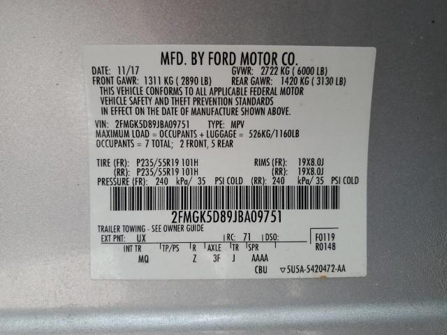 Photo 12 VIN: 2FMGK5D89JBA09751 - FORD FLEX 