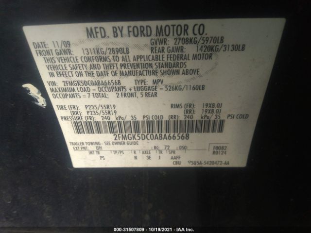 Photo 8 VIN: 2FMGK5DC0ABA66568 - FORD FLEX 