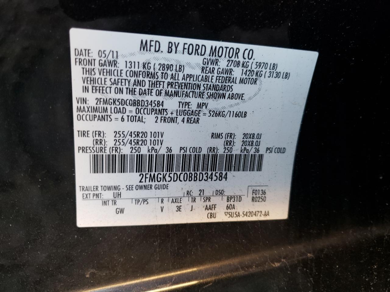 Photo 11 VIN: 2FMGK5DC0BBD34584 - FORD FLEX 