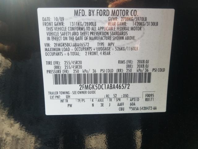 Photo 9 VIN: 2FMGK5DC1ABA46572 - FORD FLEX LIMIT 