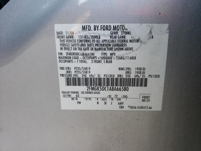 Photo 9 VIN: 2FMGK5DC1ABA66580 - FORD FLEX LIMIT 