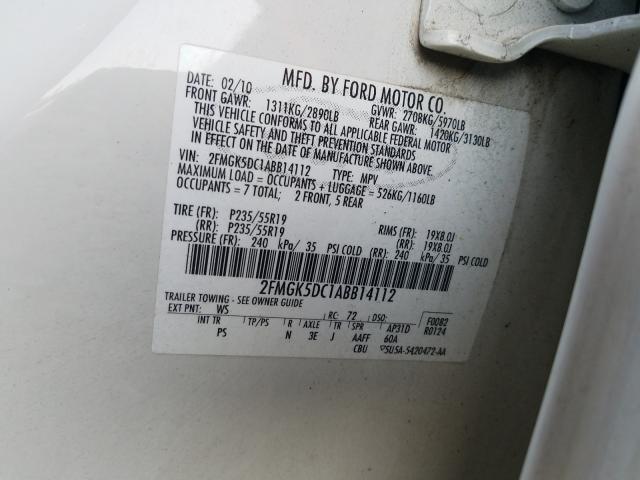 Photo 9 VIN: 2FMGK5DC1ABB14112 - FORD FLEX LIMIT 