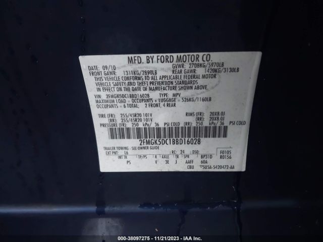 Photo 8 VIN: 2FMGK5DC1BBD16028 - FORD FLEX 