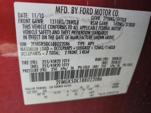 Photo 13 VIN: 2FMGK5DC1BBD22086 - FORD FLEX LIMIT 