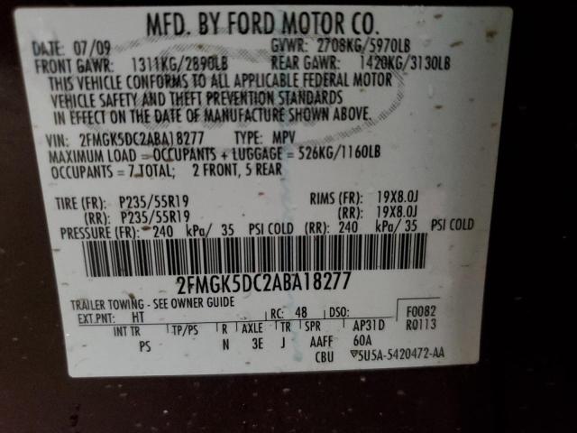 Photo 12 VIN: 2FMGK5DC2ABA18277 - FORD FLEX 