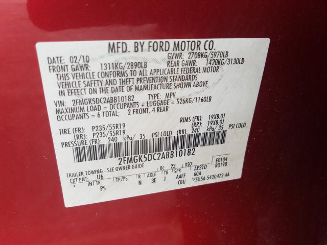 Photo 9 VIN: 2FMGK5DC2ABB10182 - FORD FLEX LIMIT 