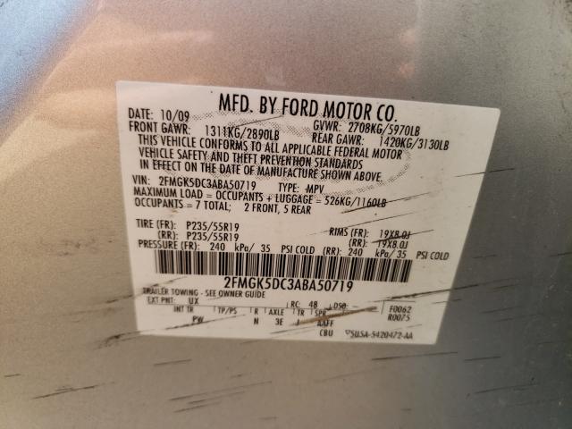 Photo 9 VIN: 2FMGK5DC3ABA50719 - FORD FLEX SE 