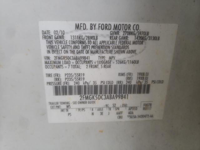 Photo 12 VIN: 2FMGK5DC3ABA99841 - FORD FLEX 