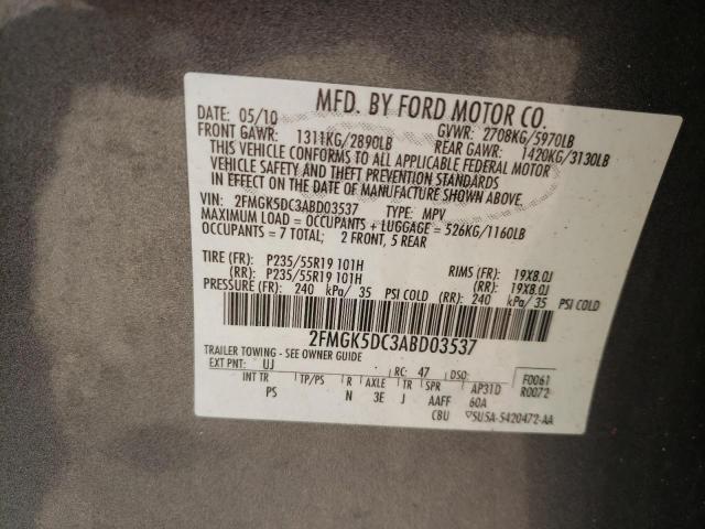 Photo 13 VIN: 2FMGK5DC3ABD03537 - FORD FLEX LIMIT 