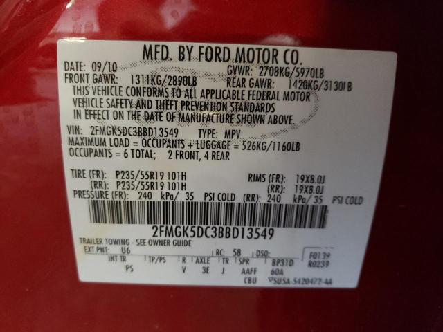 Photo 12 VIN: 2FMGK5DC3BBD13549 - FORD FLEX 