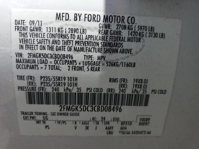 Photo 12 VIN: 2FMGK5DC3CBD08496 - FORD FLEX LIMIT 