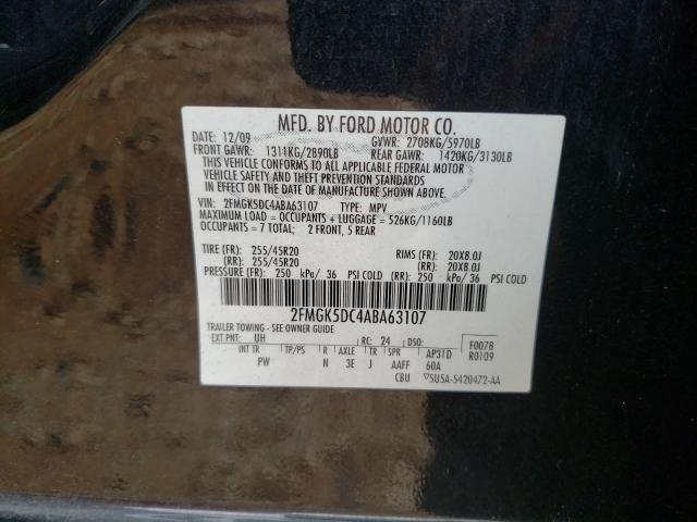 Photo 9 VIN: 2FMGK5DC4ABA63107 - FORD FLEX LIMIT 