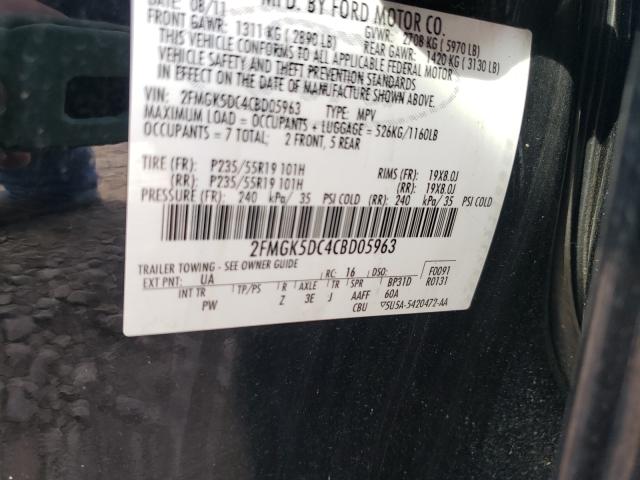 Photo 9 VIN: 2FMGK5DC4CBD05963 - FORD FLEX LIMIT 