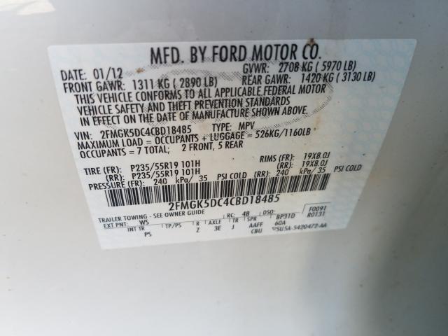 Photo 9 VIN: 2FMGK5DC4CBD18485 - FORD FLEX LIMIT 