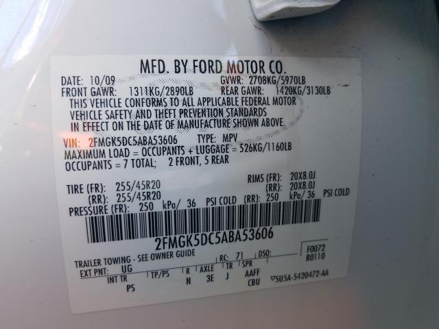 Photo 9 VIN: 2FMGK5DC5ABA53606 - FORD FLEX LIMIT 