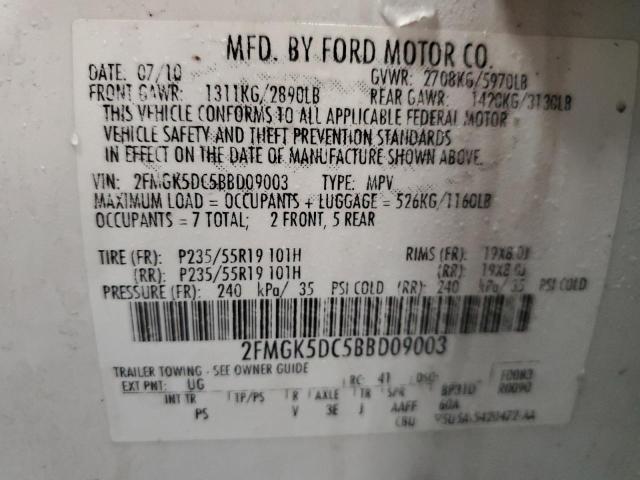 Photo 12 VIN: 2FMGK5DC5BBD09003 - FORD FLEX LIMIT 