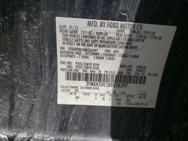 Photo 9 VIN: 2FMGK5DC5BBD26397 - FORD FLEX LIMIT 