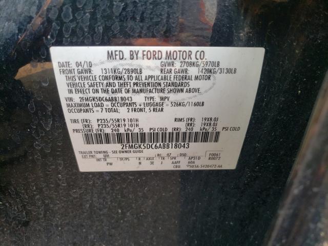 Photo 9 VIN: 2FMGK5DC6ABB18043 - FORD FLEX LIMIT 