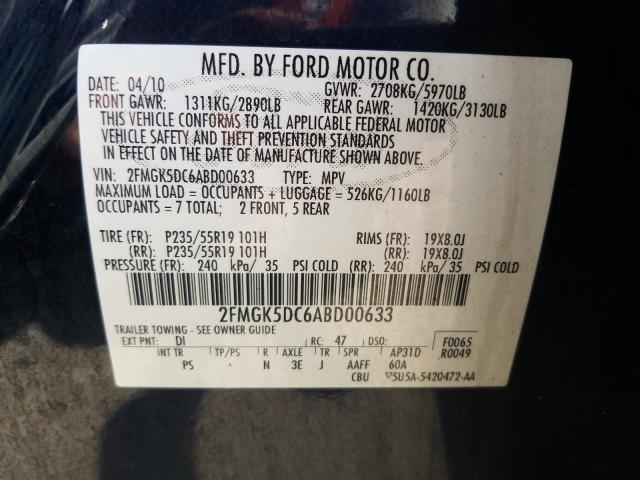 Photo 9 VIN: 2FMGK5DC6ABD00633 - FORD FLEX LIMIT 