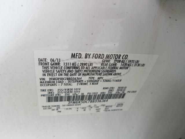 Photo 9 VIN: 2FMGK5DC7BBD36364 - FORD FLEX LIMIT 