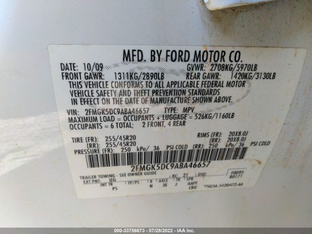 Photo 8 VIN: 2FMGK5DC9ABA46657 - FORD FLEX 