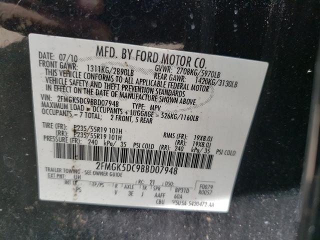 Photo 9 VIN: 2FMGK5DC9BBD07948 - FORD FLEX LIMIT 