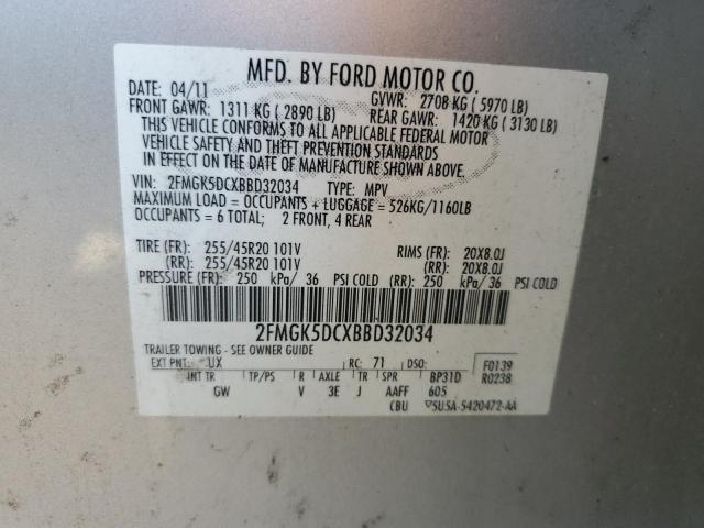 Photo 9 VIN: 2FMGK5DCXBBD32034 - FORD FLEX LIMIT 